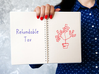 Financial concept meaning Refundable Tax with sign on the page.