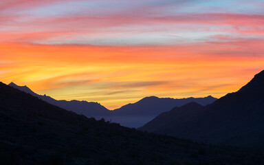 Colorful mountain sunset