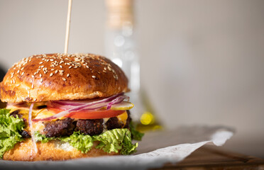 hamburger on a plate