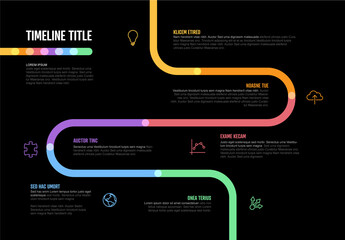 Infographic Dark Company Milestones Curved Thick Line Timeline Layout