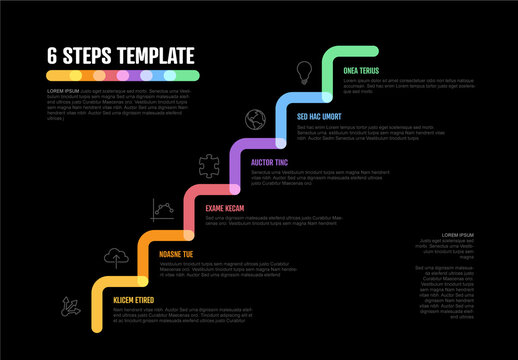 Thick Line Dark Infographic Stairs Steps Diagram Template