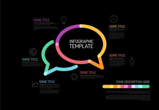 Modern Dark Infographic Report Layout with Speech Bubble Made from Lines