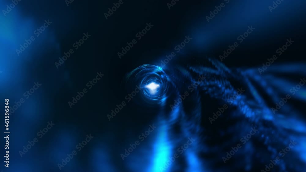 Poster abstract loop dark blue dots mesh digital futuristic glowing flying lines motion and illuminated lig