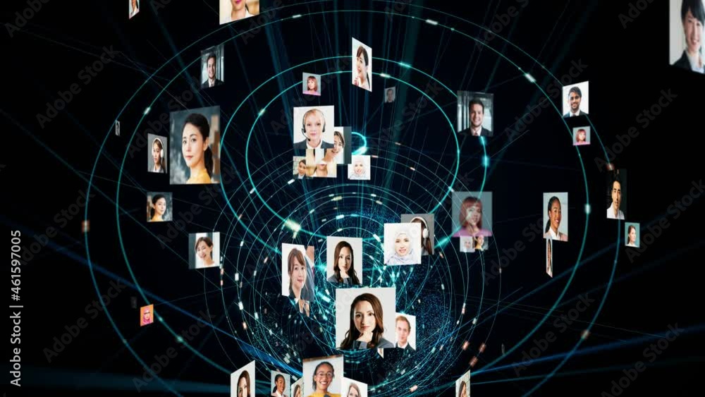 Poster people and communication network concept. social networking. human resources.