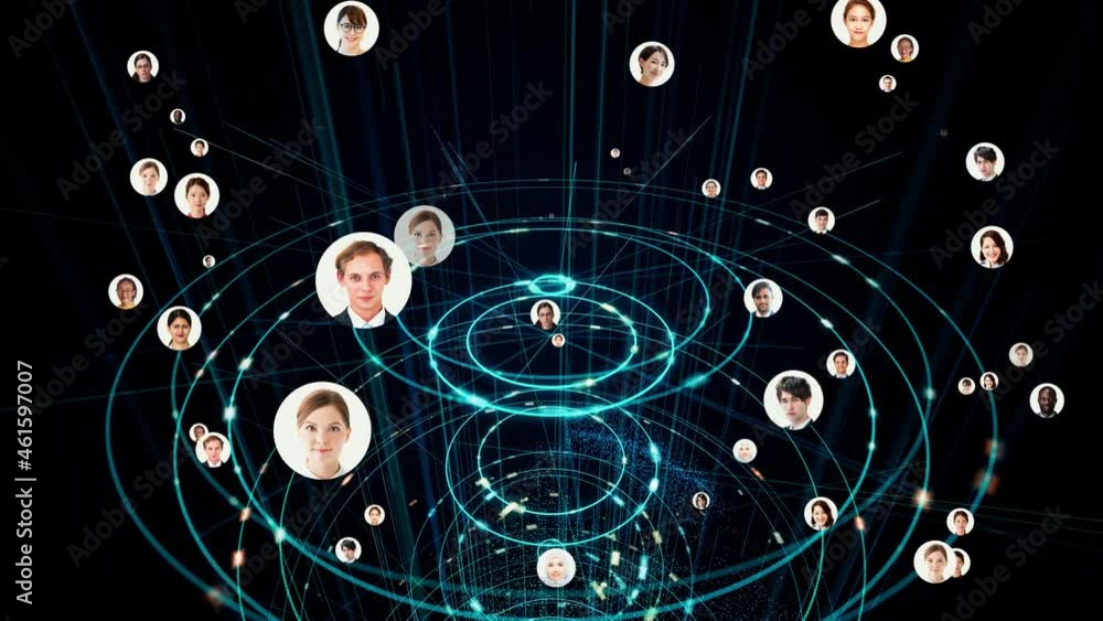 Poster people and communication network concept. social networking. human resources.