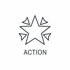 Obraz premium Star with rays. Action. Unique opportunity. Vector linear icon isolated on white background.