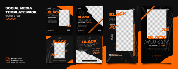 Streetwear Black Friday Urban Modern Fashion Instagram Stories and Social Media Feed Post Banner Bundle