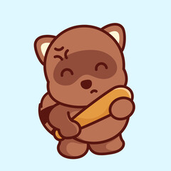 cute tanuki wearing christmas hat,