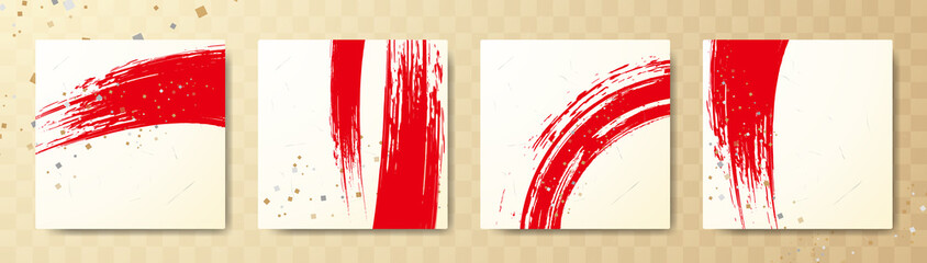 和風カードデザイン。筆のタッチ。墨のライン。和モダン