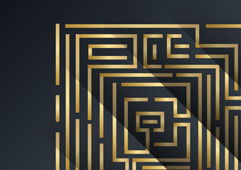 Abstract Dark Background with Geometric Shape and Golden Element Combination