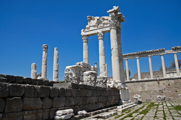 Ruins of Temple of Trajan at Pergamum, Bergama, Turkey