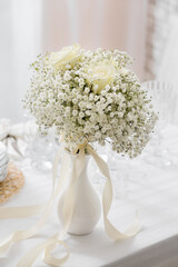 Beautiful wedding bouquet on table