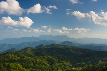 Aerial View of Doi chiang dao mountains in the morning and the sea of mist, Doi Kham Fa. Chiang Mai...
