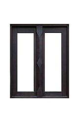 Vintage black painted wooden window frame isolated on a white background