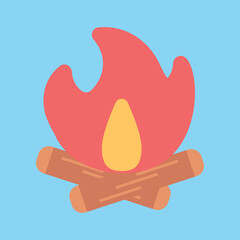 シンプルでかわいい焚き火のイラスト