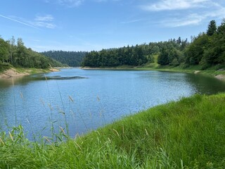 Artificial reservoir Lake Lokve or Artificial accumulation Lokvarsko Lake - Gorski kotar, Croatia (Lokvarsko jezero ili umjetno akumulacijsko Omladinsko jezero, Lokve - Gorski kotar, Hrvatska)