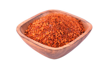 Cayenne pepper in a bowl isolated on a white background