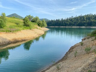 Artificial reservoir Lake Lokve or Artificial accumulation Lokvarsko Lake - Gorski kotar, Croatia (Lokvarsko jezero ili umjetno akumulacijsko Omladinsko jezero, Lokve - Gorski kotar, Hrvatska)