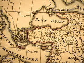 アンティークの古地図　ギリシャとトルコ
