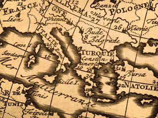 Fototapeta premium アンティークの古地図 地中海周辺 