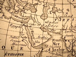 Obraz premium アンティークの古地図 アラビア半島