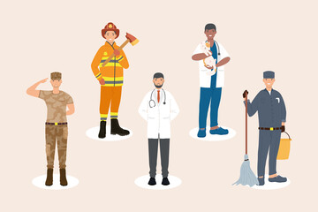 five professionals workers
