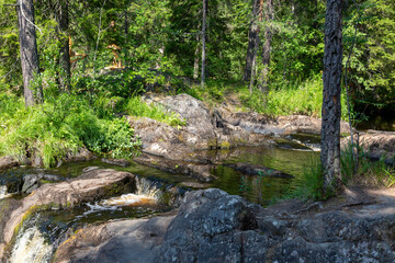 Ruskeala waterfalls on the Tohmajoki river in the Republic of Karelia in Russia