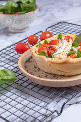 vegetables cake on metal rack