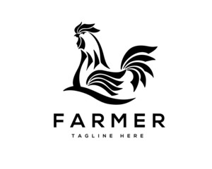 abstract chicken rooster hen sit logo design illustration