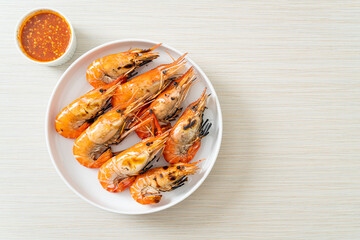 grilled river prawns or shrimps