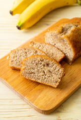Homemade banana bread sliced