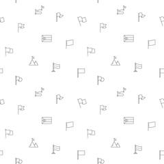 Seamless pattern with flag and mark icon on white background. Included the icons marker, pointer, flagpole, label, pennant, sign and other.
