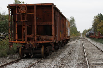 Fototapeta na wymiar train cart on tracks 