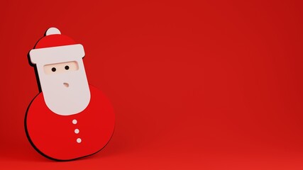 Santa Claus. Holiday icon. 3d render illustration.