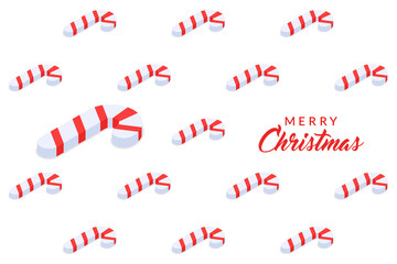 Christmas celebration banner with a pattern of candy canes. Vector illustration on white background.