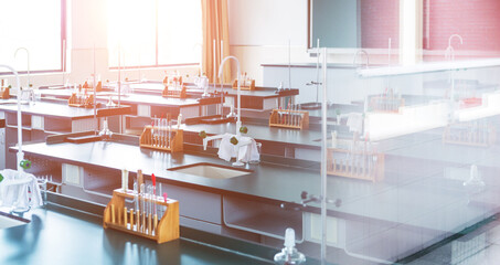 Empty chemistry laboratory of middle school in China