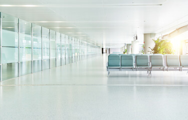 Empty departure lounge in airport