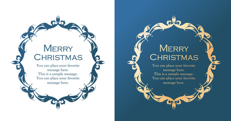 クリスマスをイメージしたフレームデザインのセット。アンティーク。ビンテージ。エレガント