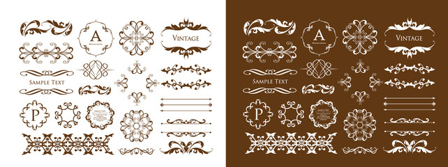 クリスマスをイメージしたフレームデザインのセット。アンティーク。ビンテージ。エレガント