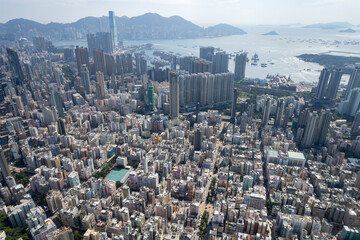 Fototapeta premium Aerial view of Hong Kong building