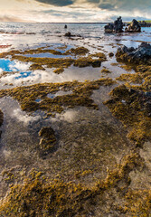 Kanaio Beach And Sunset Over Kahoolawe Island And La Perouse Bay, Makena-La Perouse State Park, Maui, Hawaii, USA