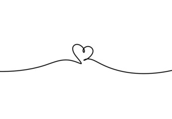 Abstract hearts as continuous line drawing on white as background. Vector