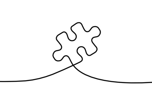 recommend clip art: Abstract jigsaw puzzle as line drawing on white background. Vector