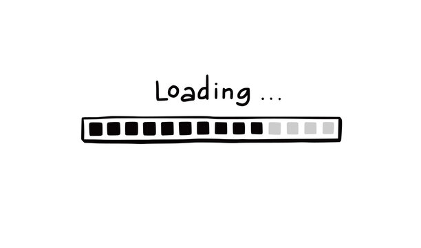Loading bar doodle element. Hand drawn line sketch style. Slow download speed, progress status, internet load bar concept. Isolated vector illustration.