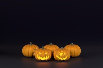 Halloween pumpkin background podium with expression