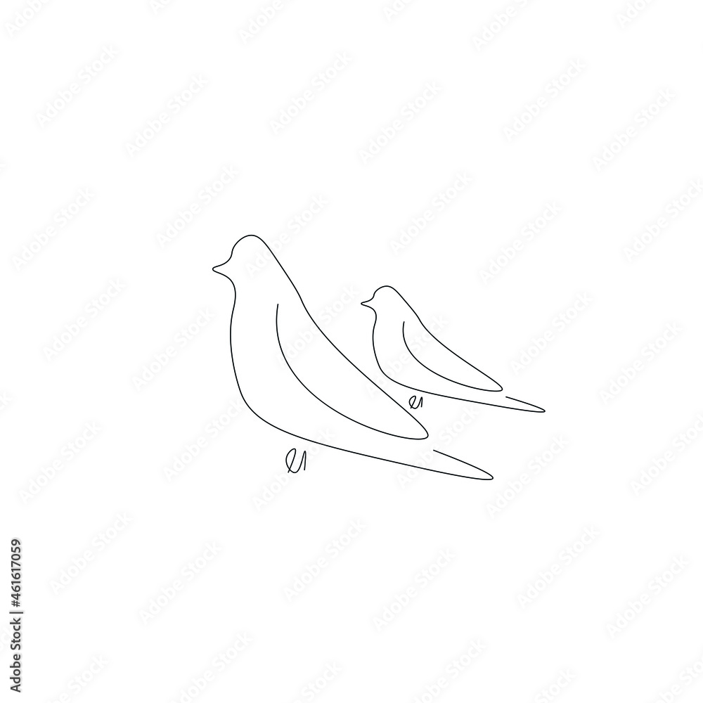 Wall mural Bird silhouette line drawing vector illustration