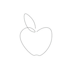 Apple fruit line drawing vector illustration