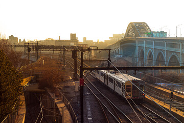Sunset train in Cleveland, Ohio