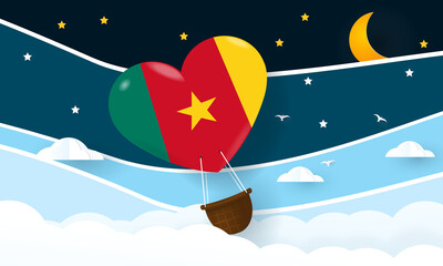 Heart air balloon with Flag of Cameroon for independence day or something similar
