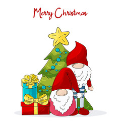 Christmas illustration with gnomes